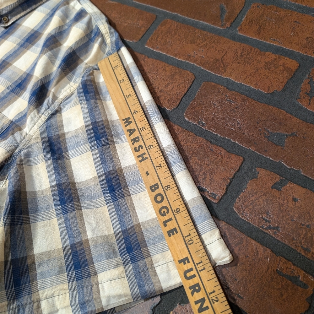 Carhartt Men's 2XL Grey Blue White Plaid‎ Button Down Work Shirt Casual - Picture 9 of 12